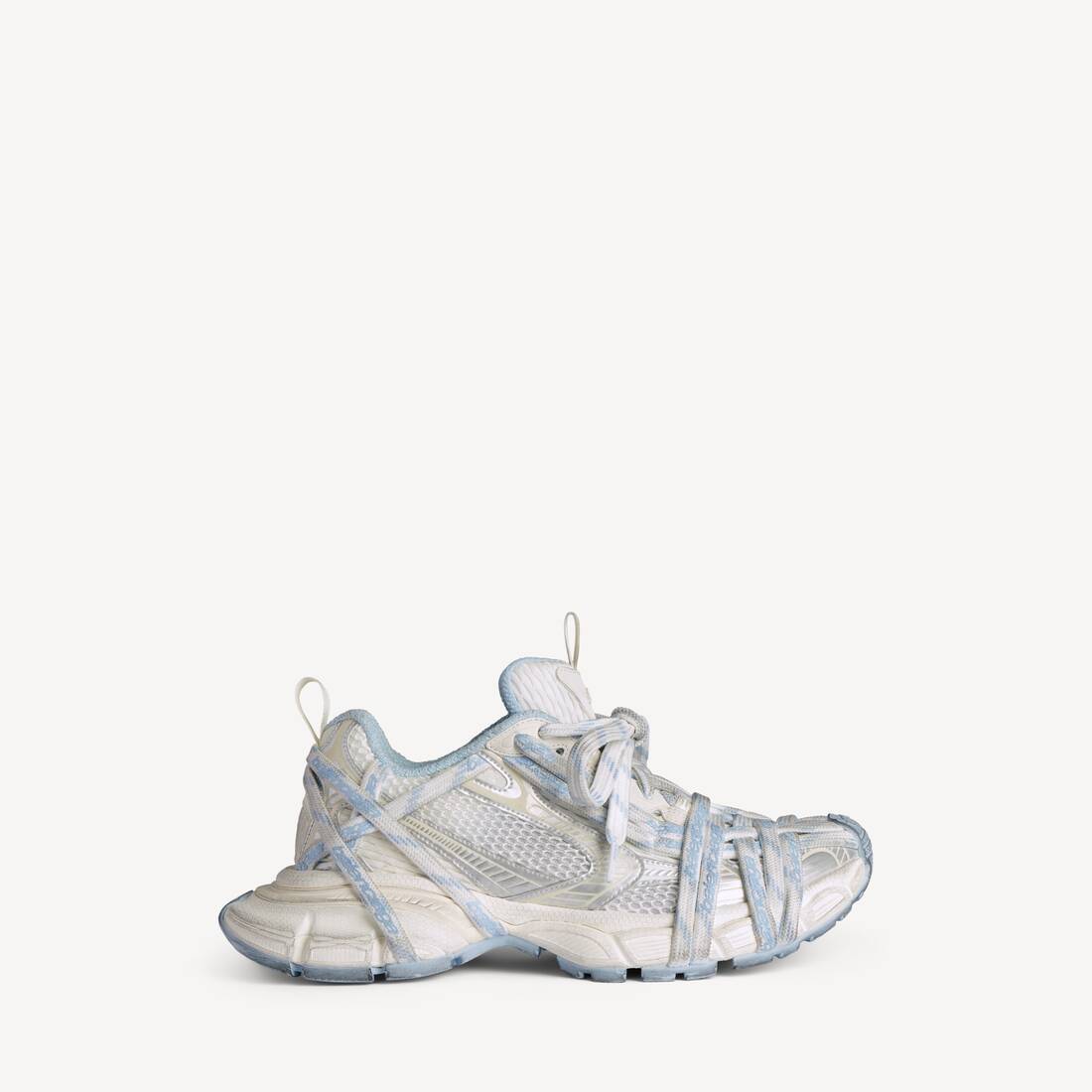 Zapatilla con logo de extremas cordones para mujer en blanco/blanco roto/azul claro