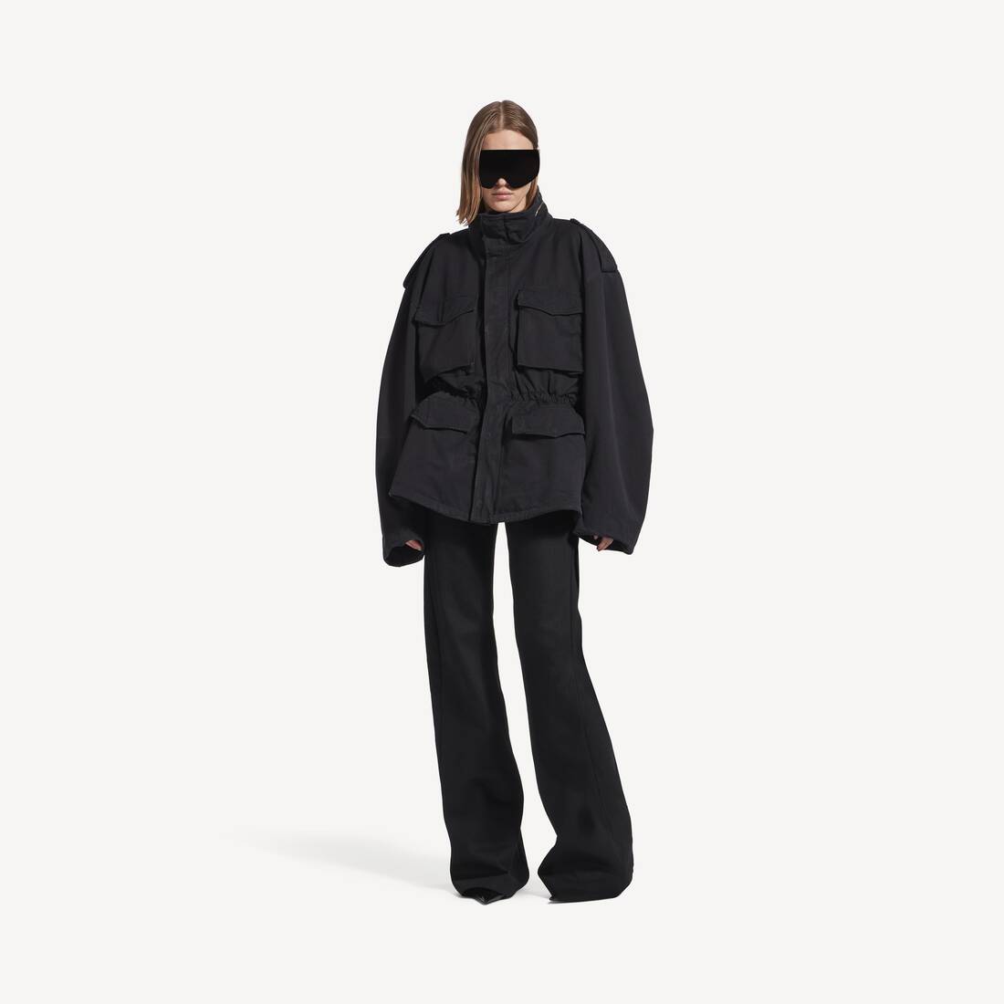 Parka de forma de reloj de arena para mujer en negro