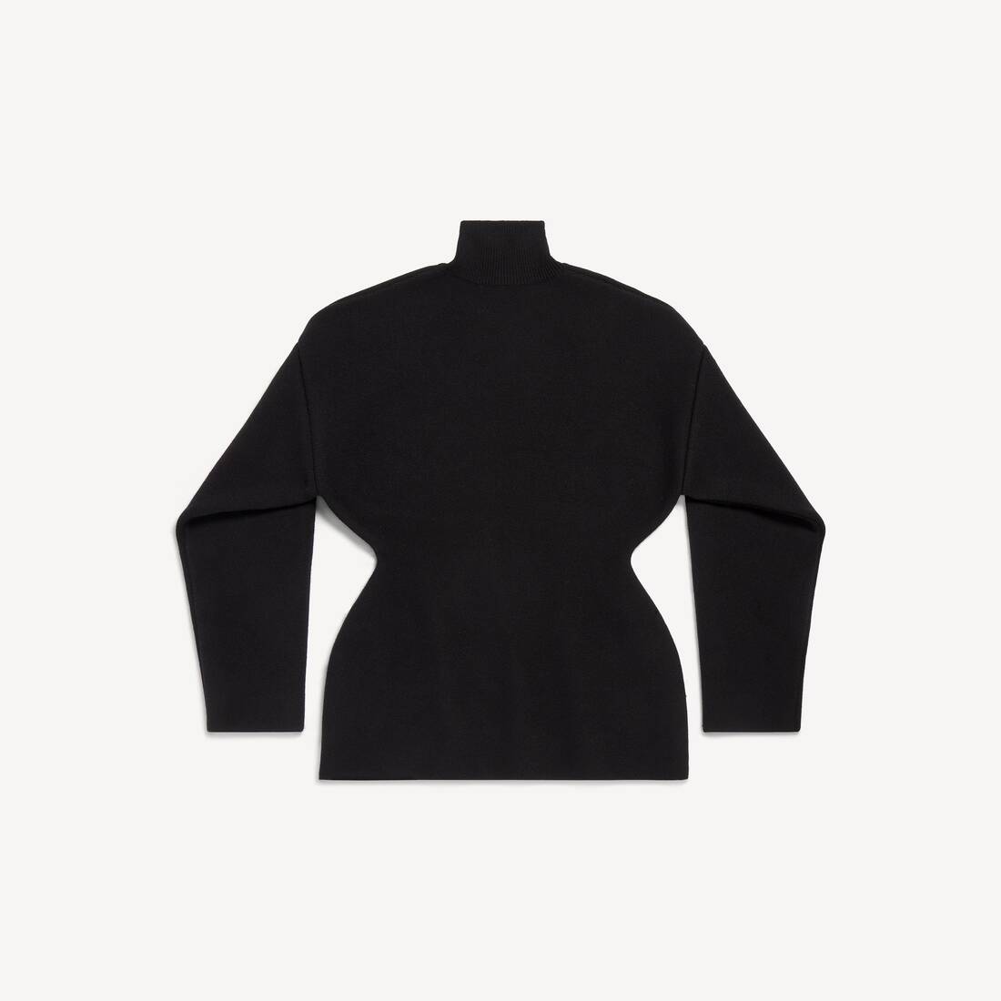 Sudadera de cuello vuelto en forma de reloj de arena para mujer en negro