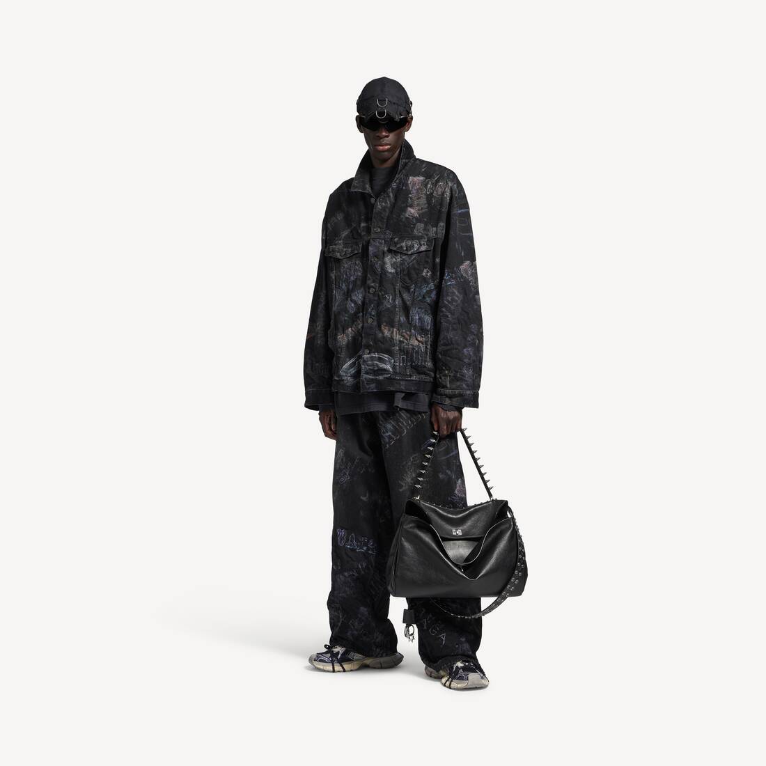 Chaqueta Oversized para Hombre en Negro Desvanecido