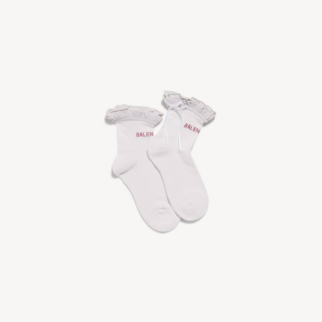 Calcetines con lazo para mujer en blanco/rosa