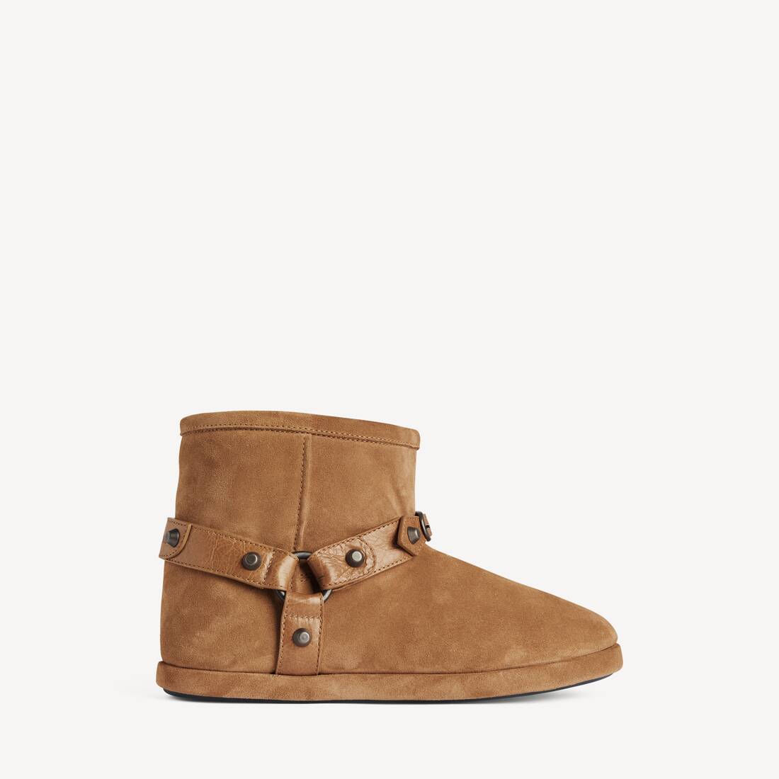 Botín suave para mujer en camel con color de cuero de ternera y material sintético