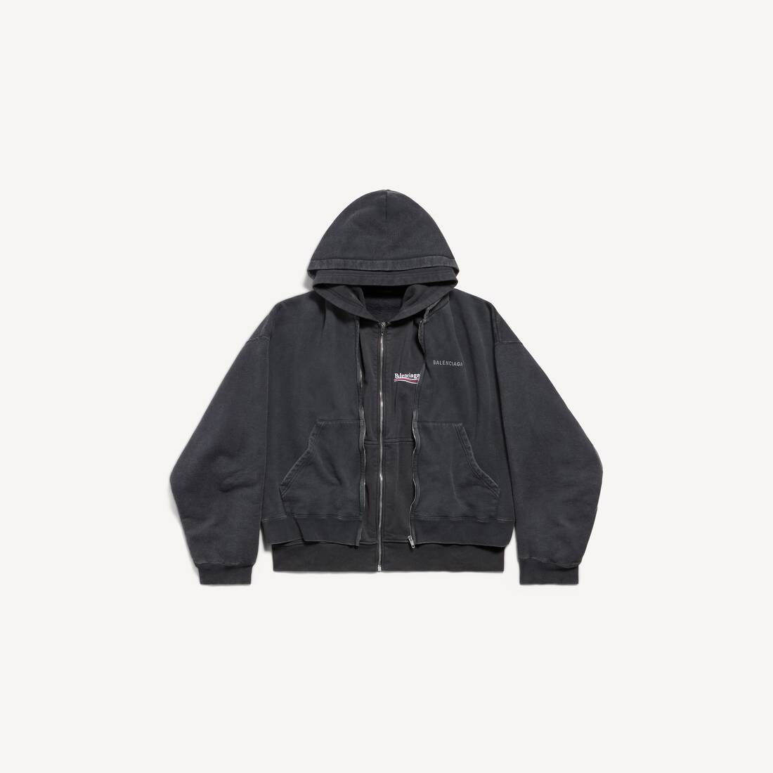 Chaqueta con capucha acolchada para hombre en negro desgastado