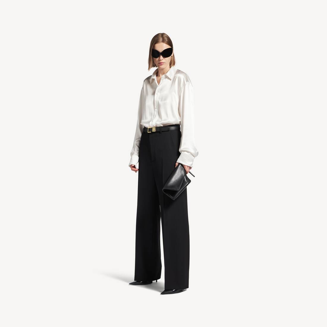 Pantalones grandes ajustados para mujer en negro