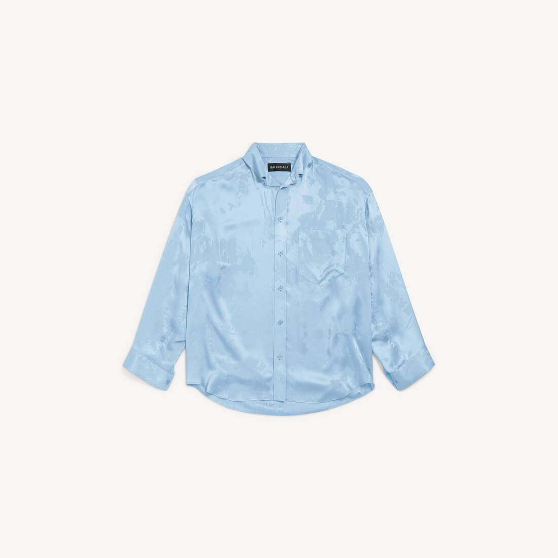 Camisa de manga larga tipo gorro lavada en crayón para mujer en azul bebé