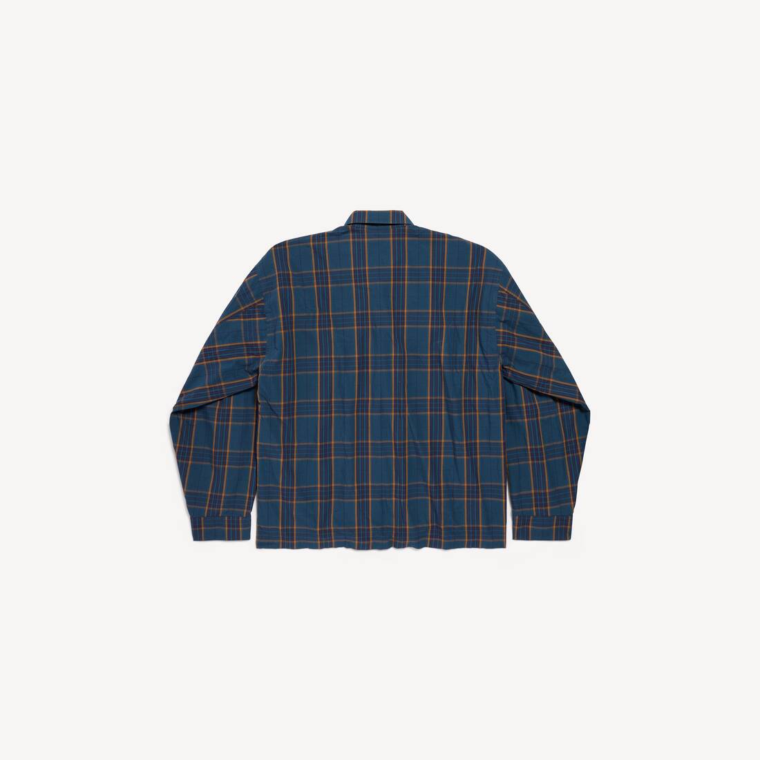 Camisa de botones para hombre en azul/naranja