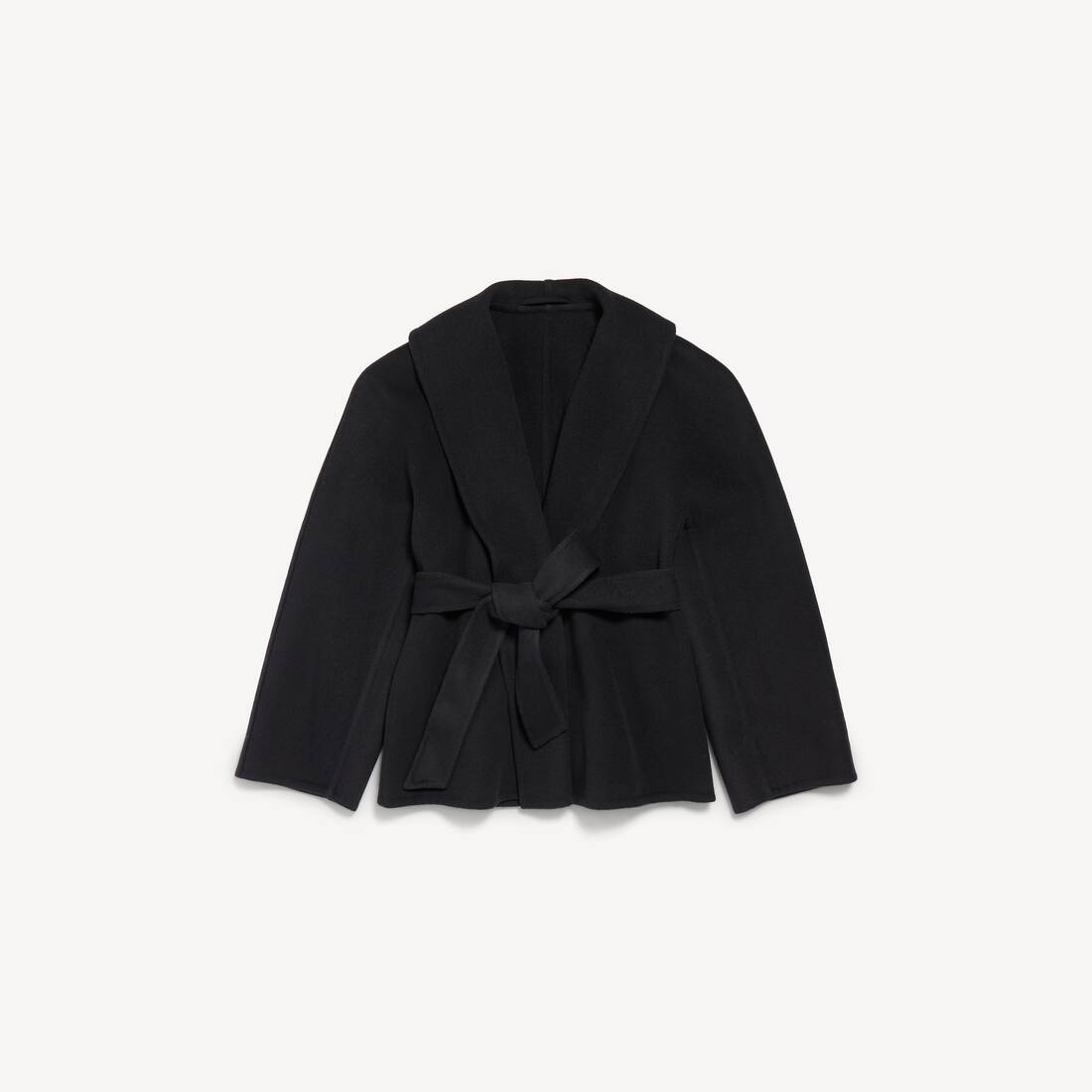Chaqueta corta tipo envolvente para mujer en negro