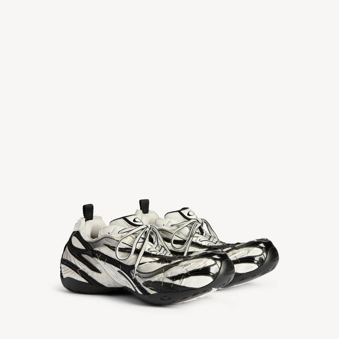 Zapatilla sin suela para hombre en negro/blanco/plateado