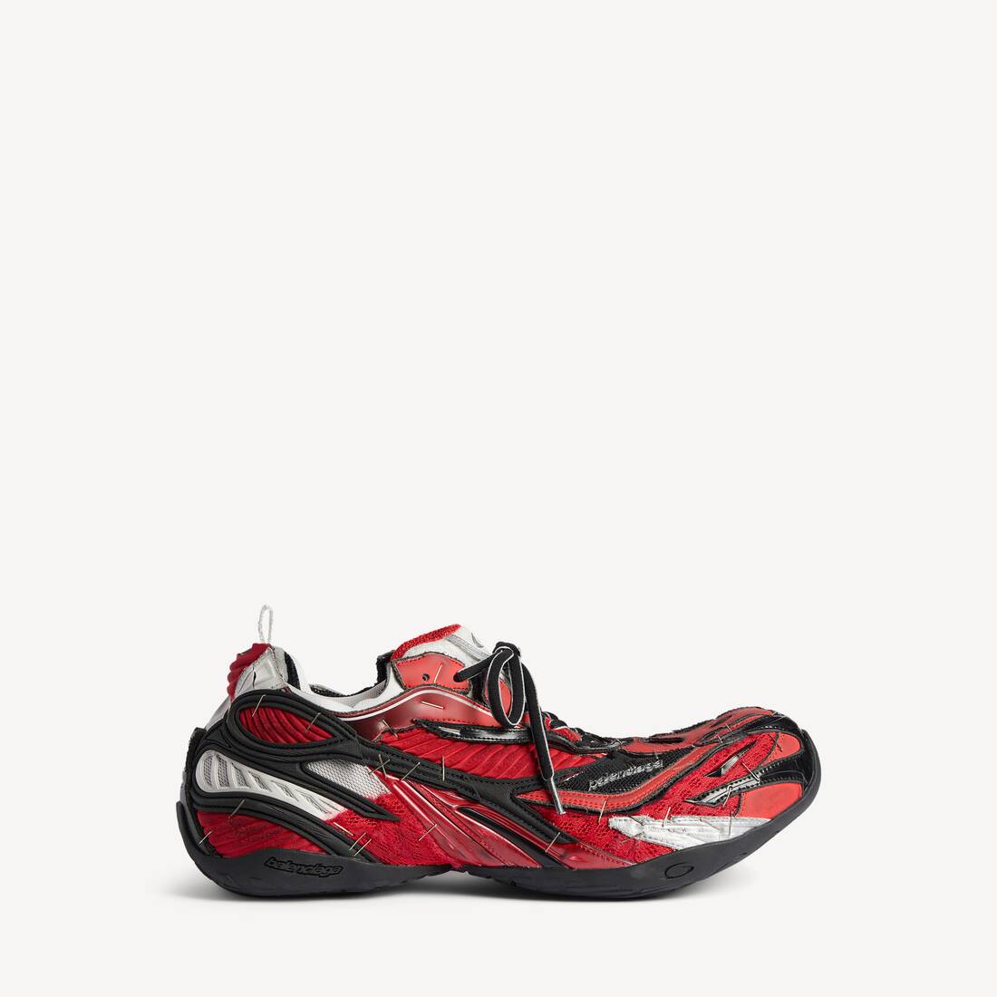 Zapatilla sin suela para hombre en rojo/negro/blanco/plateado