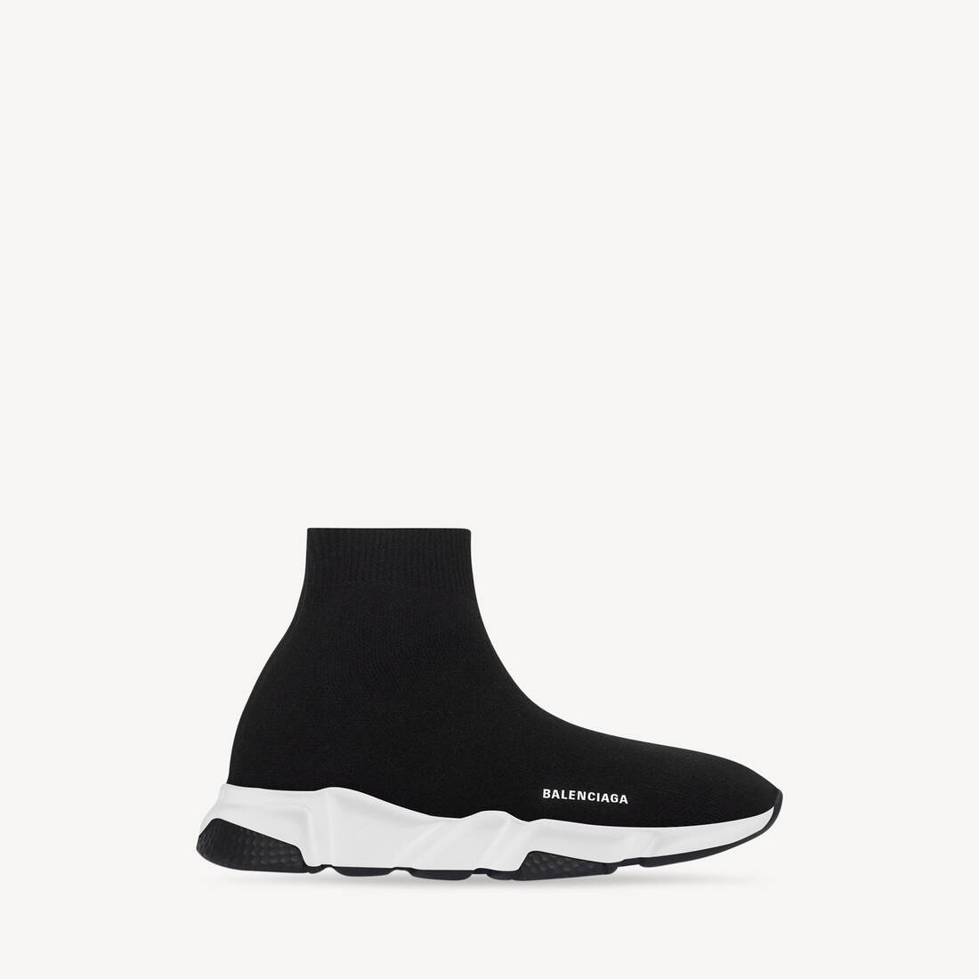 Niños - Zapatilla de velocidad reciclada de punto en negro/blanco