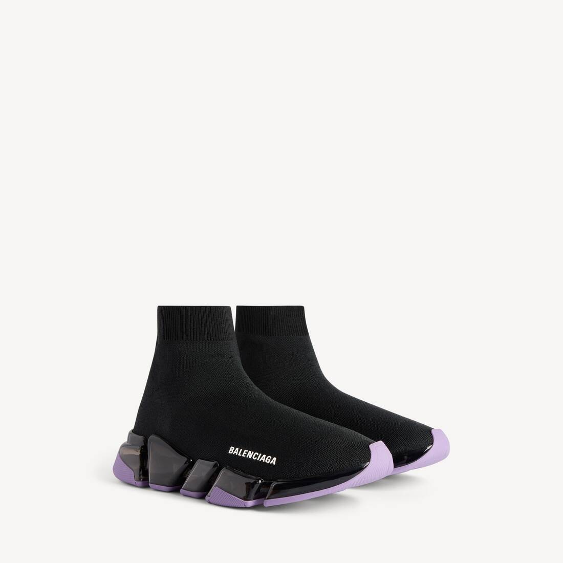 Zapatilla deportiva de punto reciclado con suela completa transparente Speed 2.0 para mujer en negro/lila