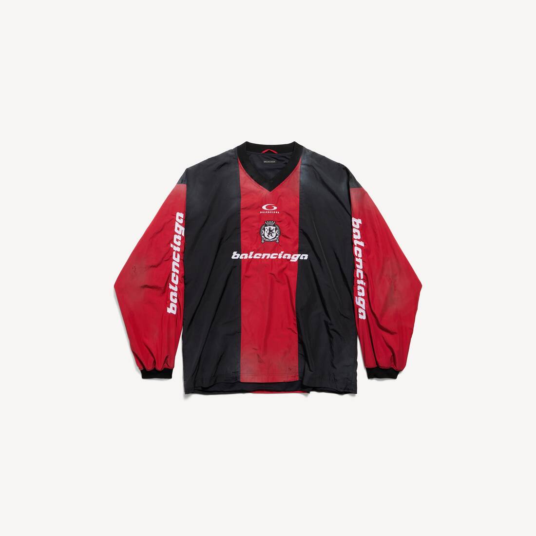Camiseta de manga larga para hombre en rojo carmín/negro
