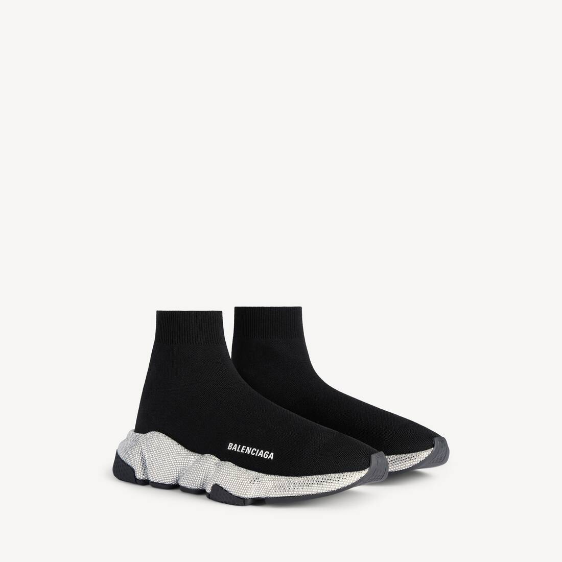 Zapatilla deportiva para mujer de punto reciclado con diamantes de imitación en negro