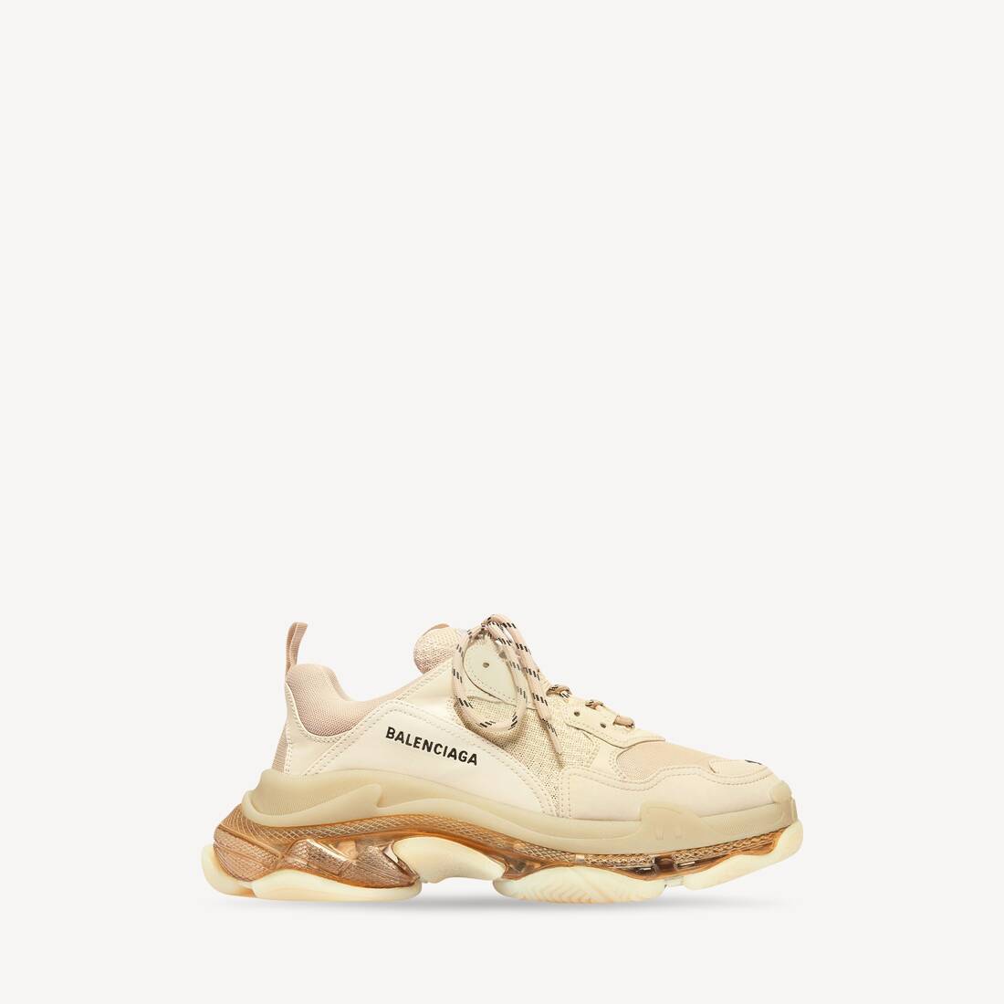 Zapatilla Triple S de suela transparente para mujer en beige