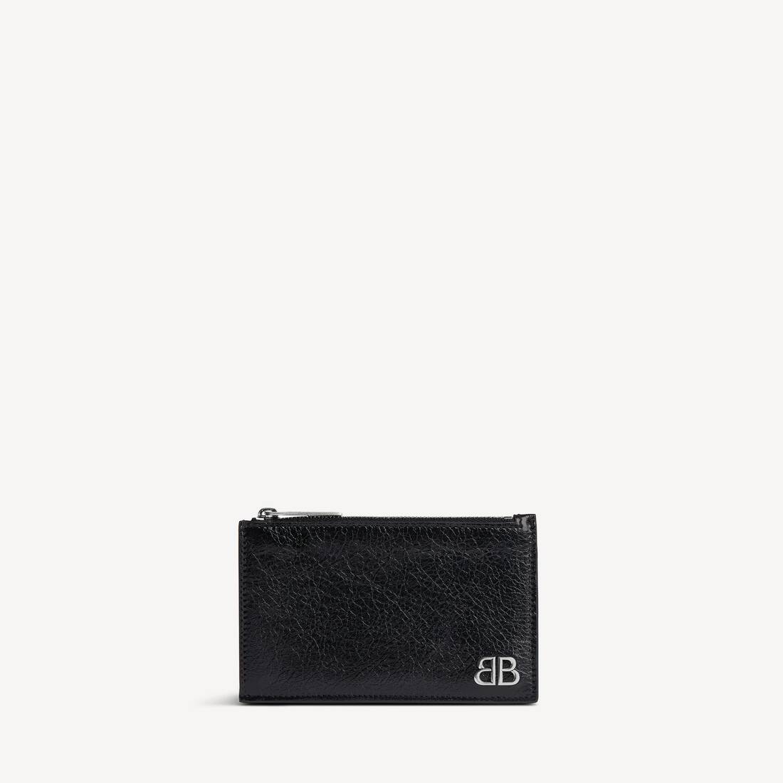 Portamonedas y tarjetas largo para hombre en negro