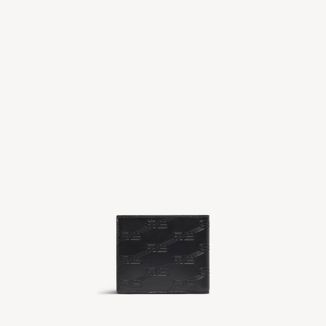 Cajón de billetera plegable cuadrada con monograma estampado para hombre en negro