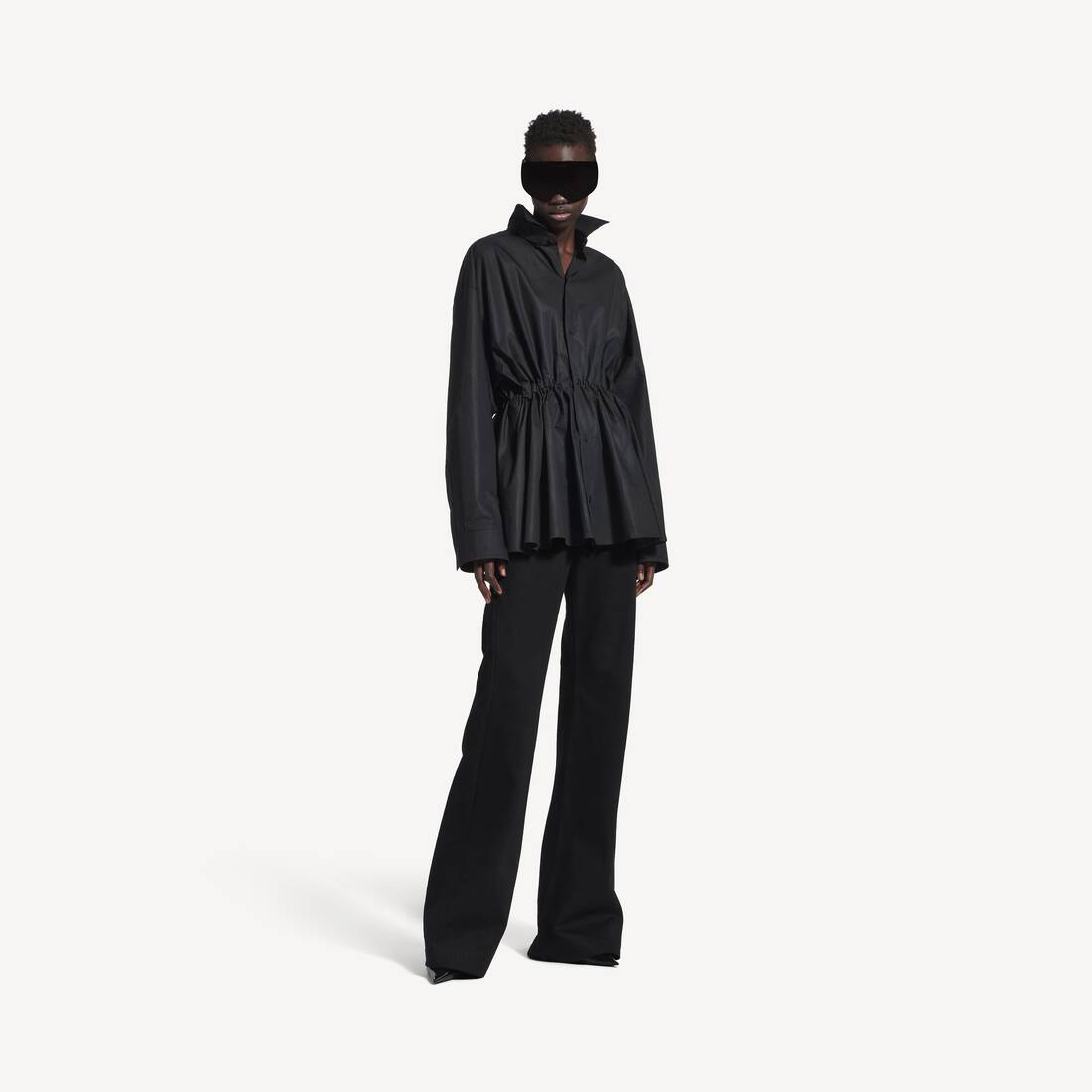 Vestido de Camisa Mujer con Forma de Reloj de Arena en Negro