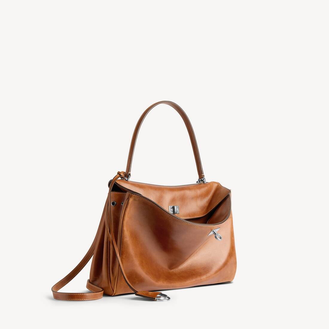 Bolso de Rodeo para Mujer Mediano en Tonos Cafés de Cuero de Cordero Vegetal