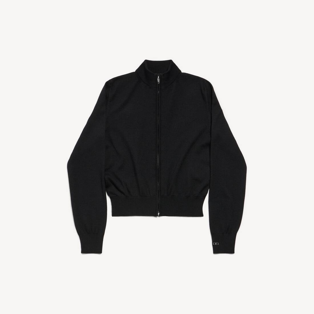Sweater de cierre con cremallera para mujer en negro