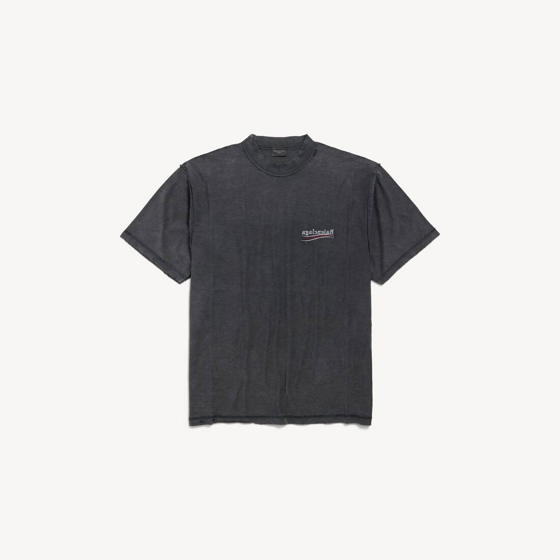 Camiseta Inside-Out de Campaña Política Talla Grande en Negro Desgastado
