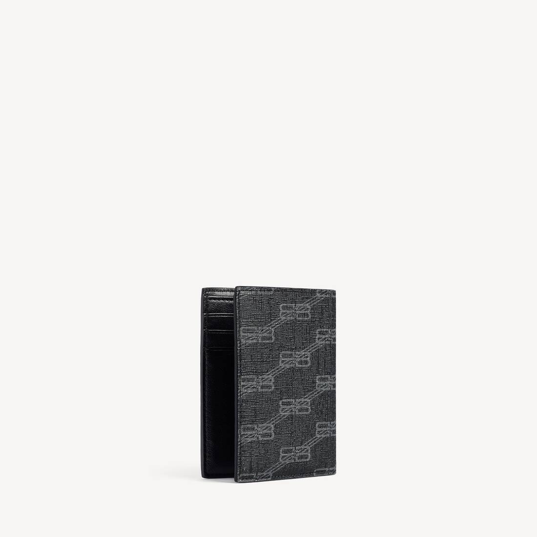 Cartera Vertical Bifold Signature para Hombre en Tela Barnizada con Monograma BB Negro/Gris