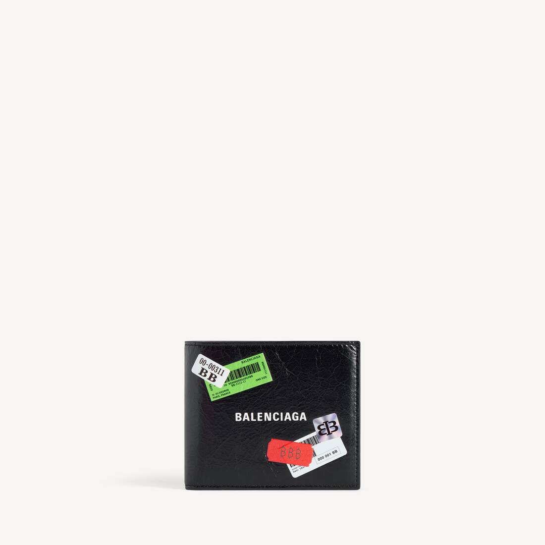 Billetera Cuadrada Plegable para Hombre en Negro/Multicolor