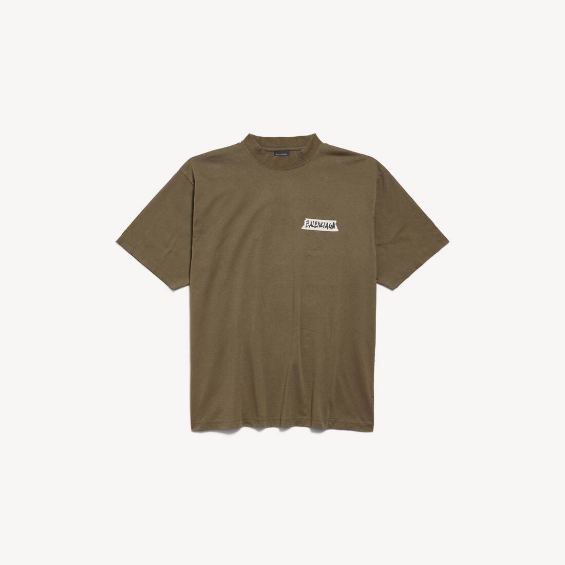 Camiseta de cinta de enmascarar para hombre, talla media, color caqui