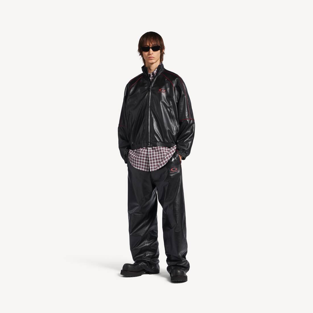 Chaqueta de chándal para hombre en negro/borgoña