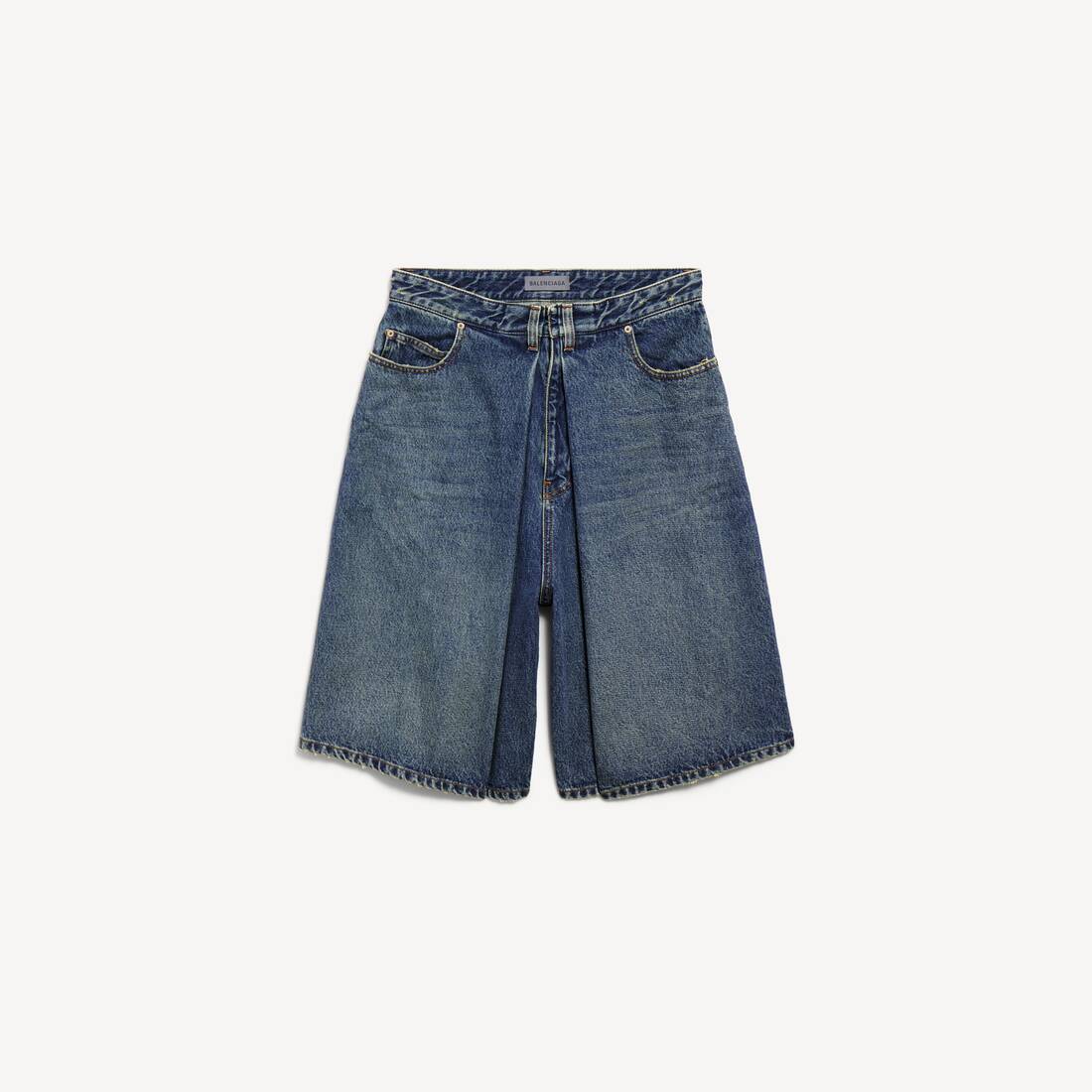 Pantalones cortos doblados para mujer en azul vintage sucio
