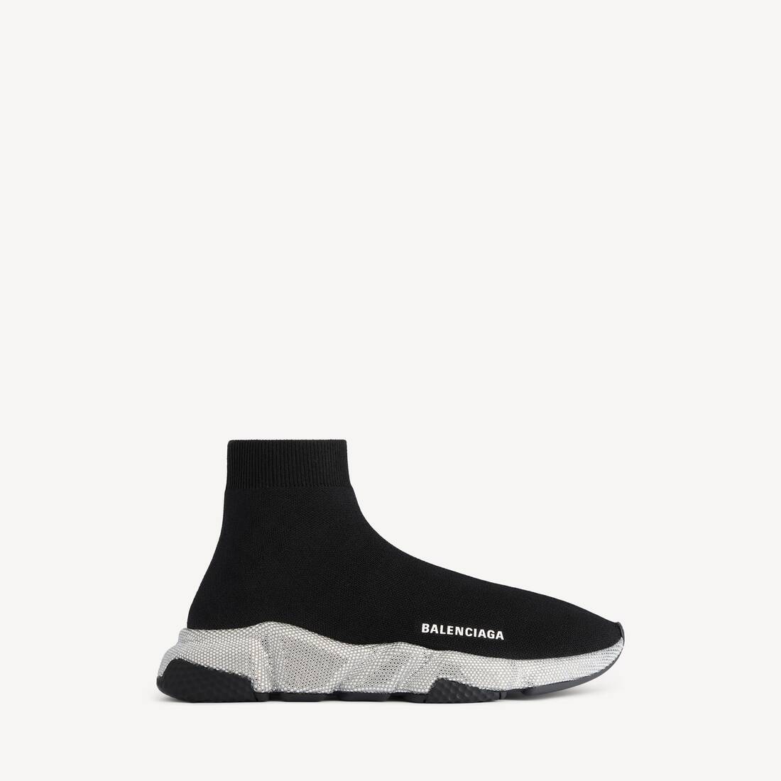 Zapatilla deportiva para mujer de punto reciclado con diamantes de imitación en negro