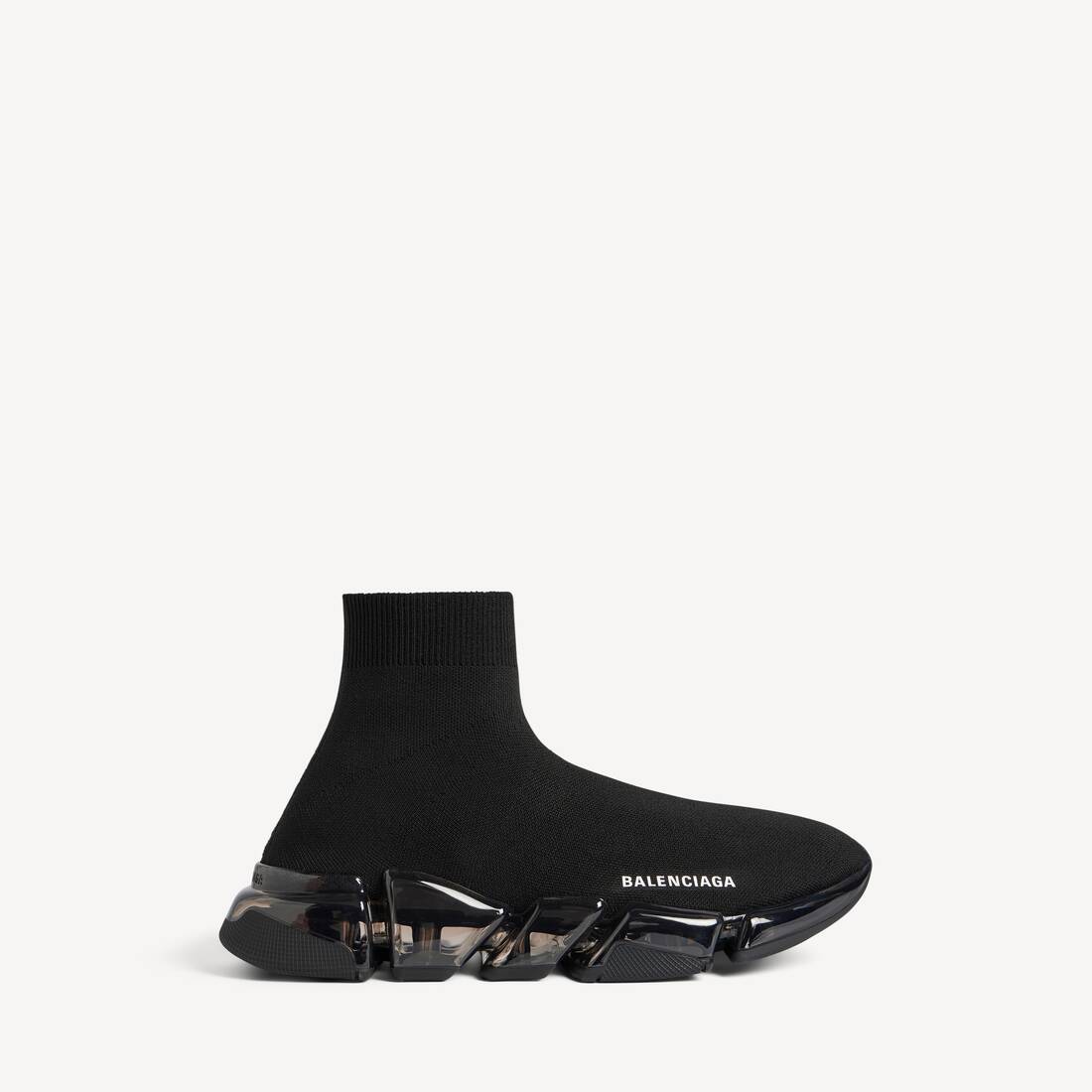 Zapatilla de punto reciclado con suela completa transparente Speed 2.0 para mujer en negro