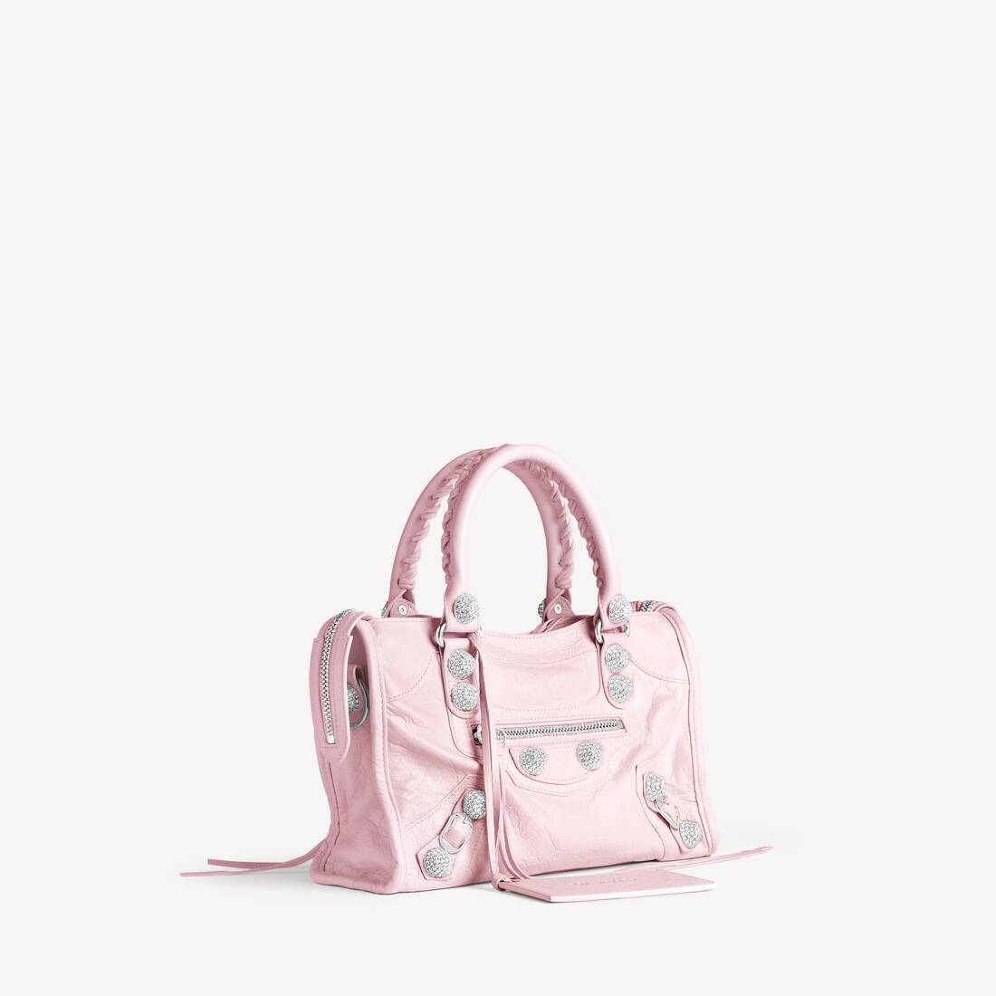 Bolso Le City para Mujer Pequeño con Clavos Gigantes y Cristales en Rosa Petalo