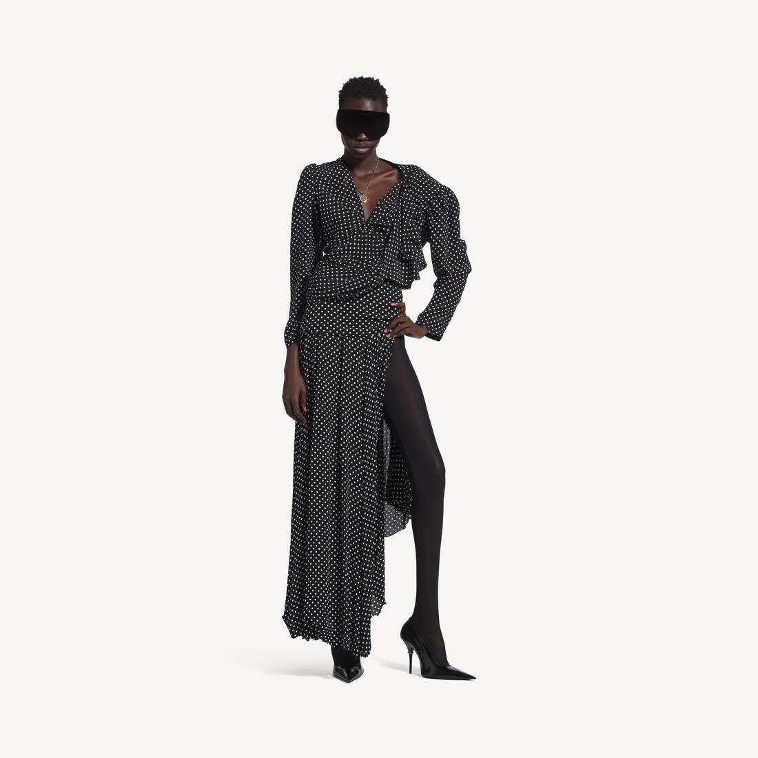 Falda maxi acampanada para mujer en negro/ecru