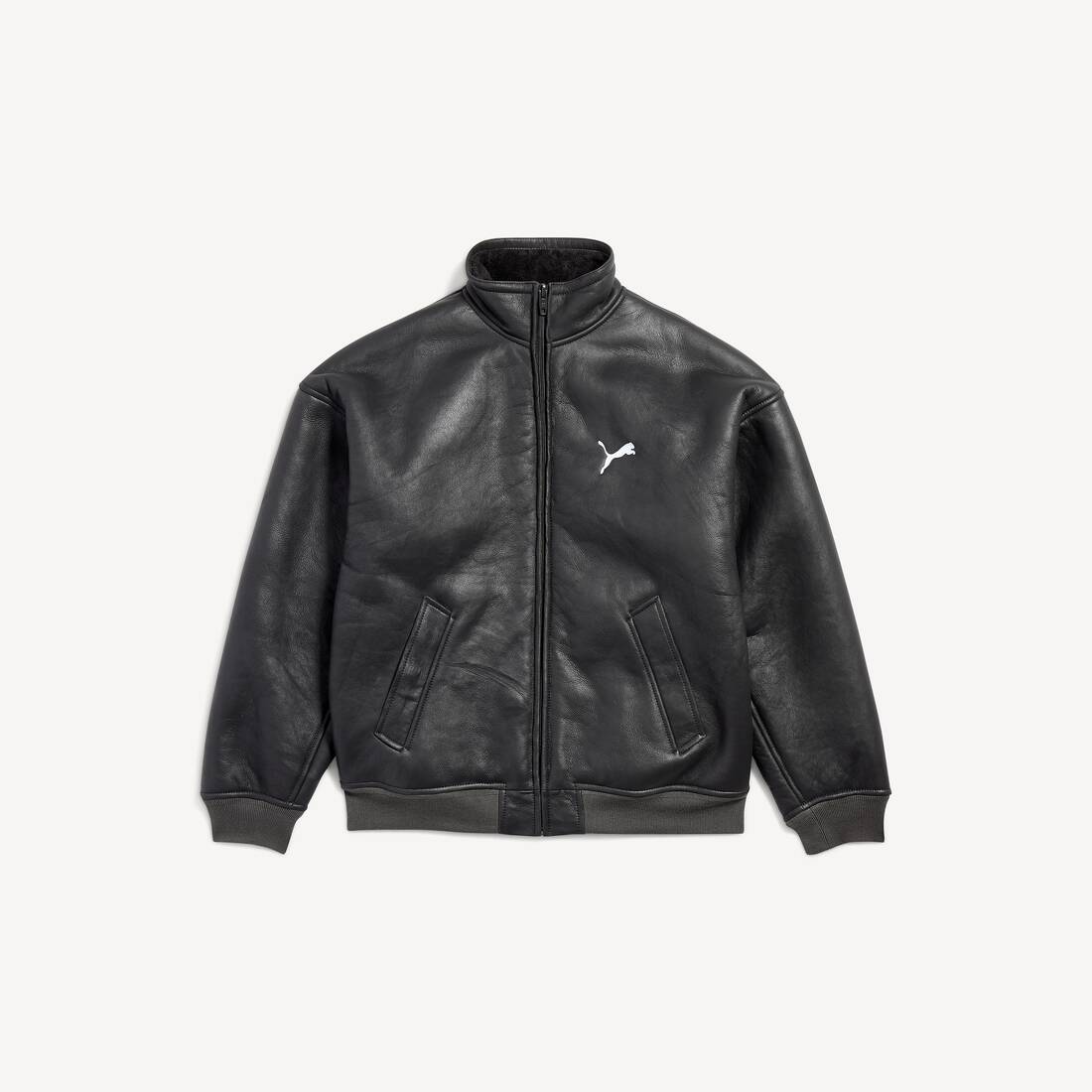 Chaqueta de cuero Balenciaga x Puma en antracita