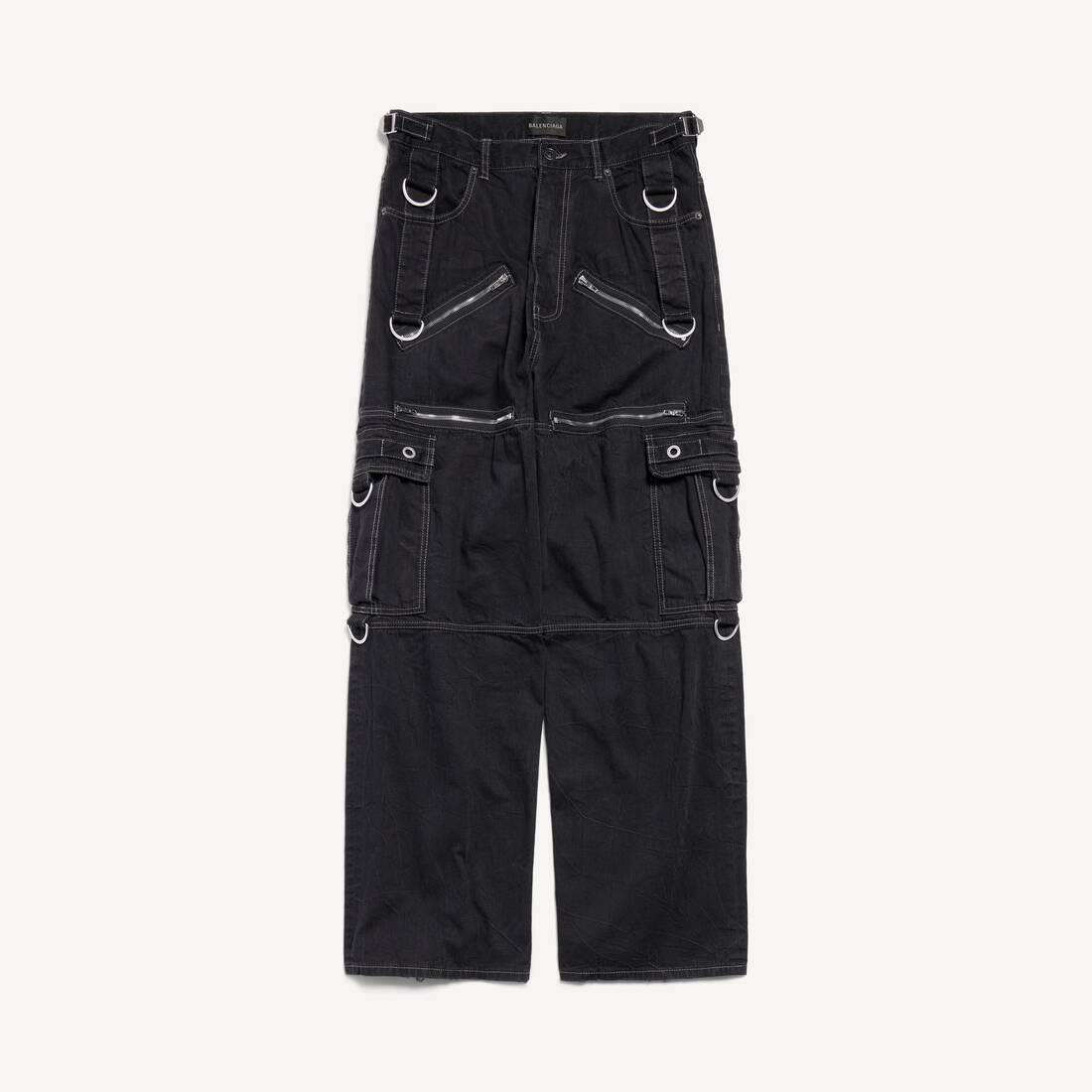 Pantalones de obra con anillas para hombres en negro ligero