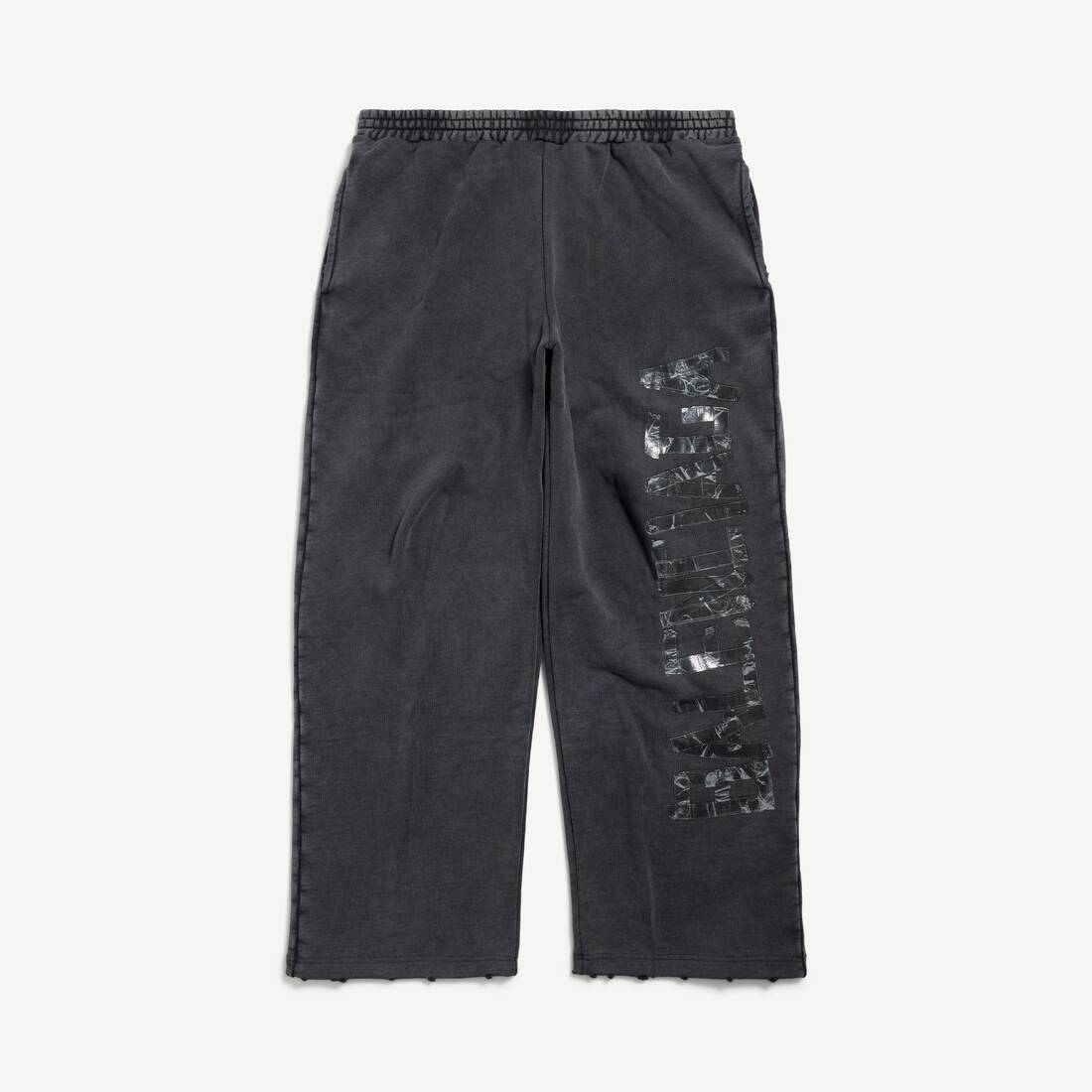 Pantalones holgados de cinta transparente para hombre en negro y blanco desvanecido