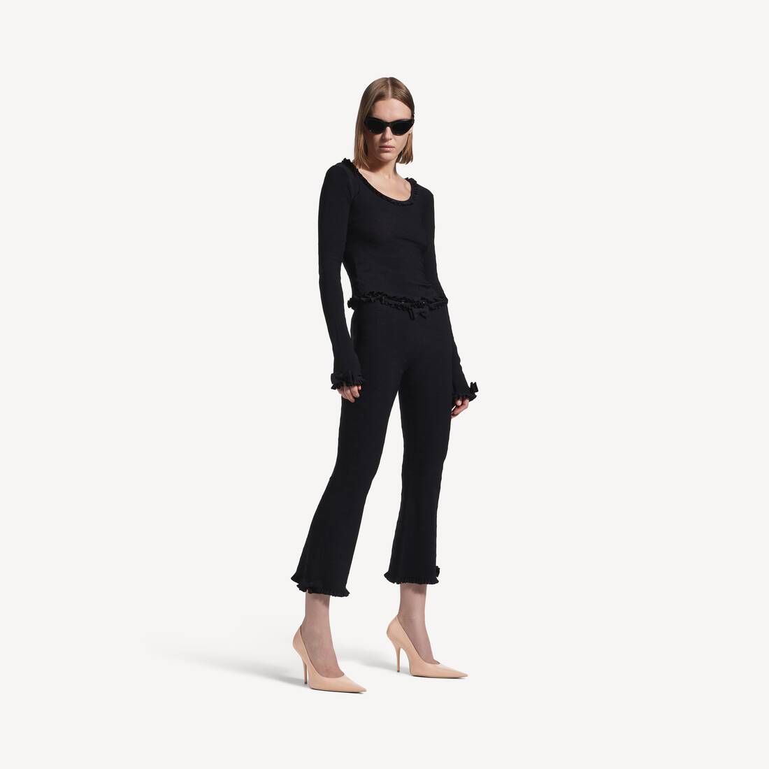 Pantalones Capri Abombachados para Mujer en Negro