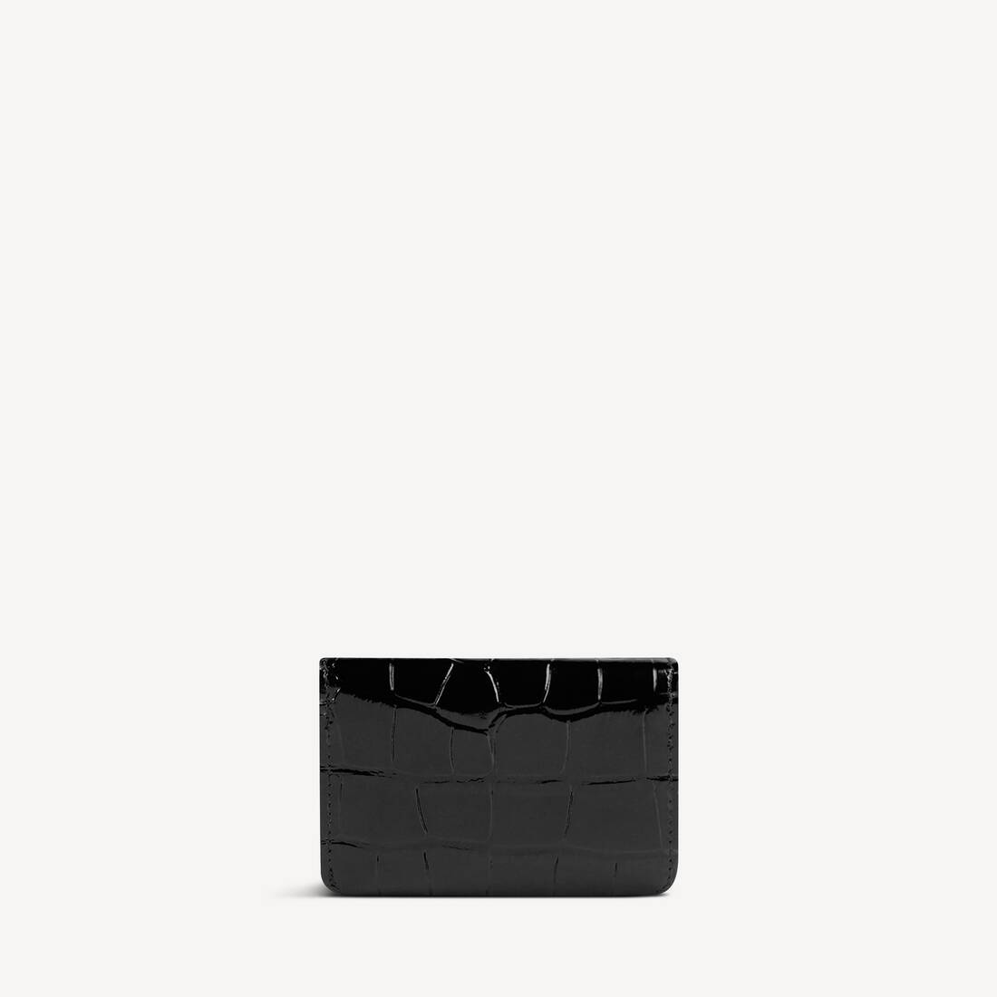 Billetera Mini en Cuero de Ternera con Estampado de Cocodrilo Negro/Blanco