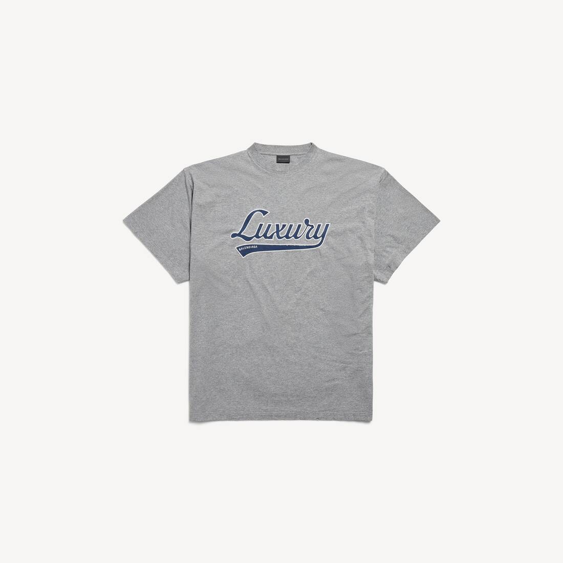 Camiseta Oversized de Lujo con Estilo de Escritura para Hombre en Gris Oscuro/Azul