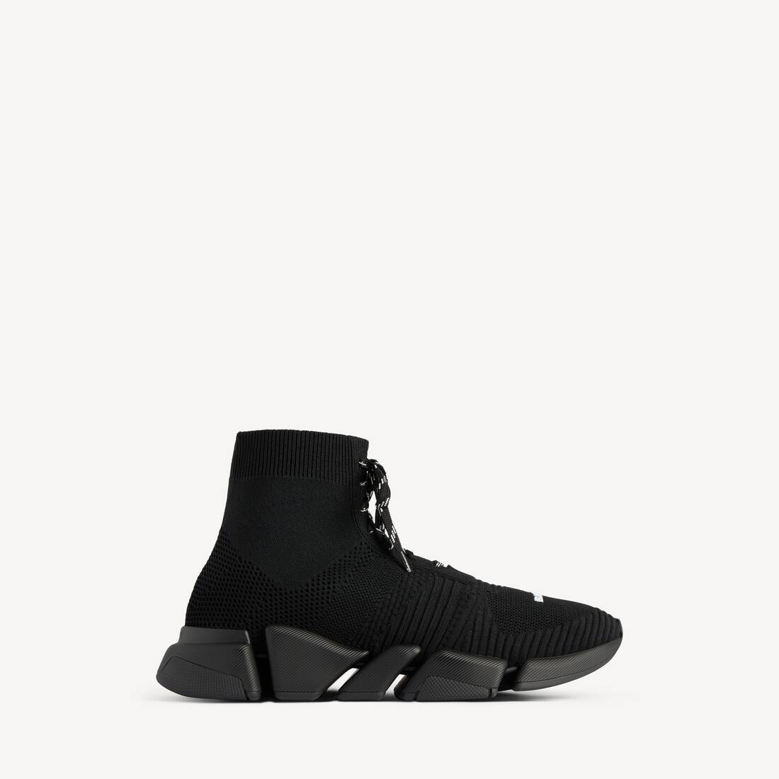 Zapatillas deportivas de punto reciclado con cordones para hombre en negro