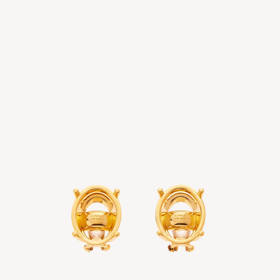 Auriculares ovales con marco para mujer en dorado brillante