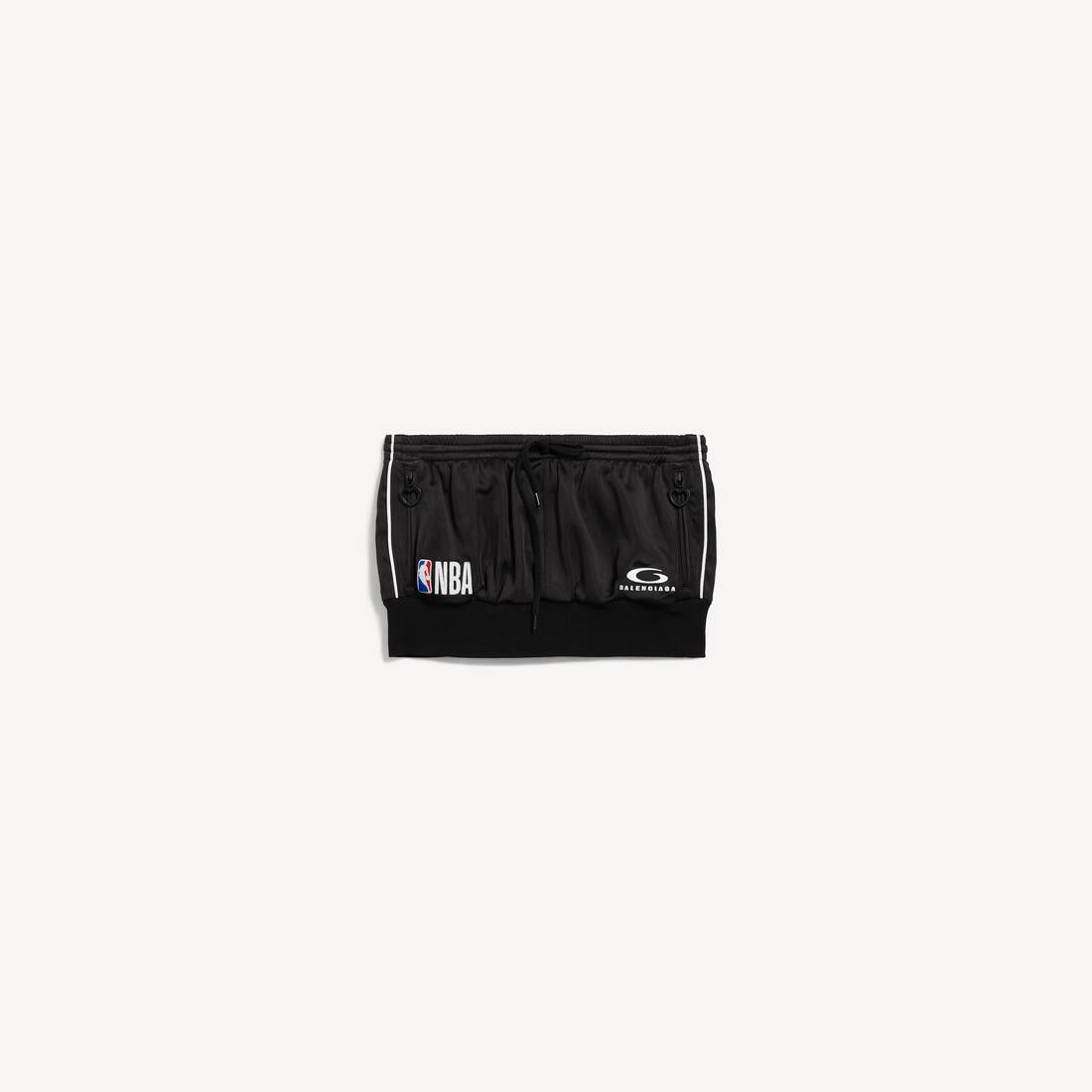 Falda mini con volantes de Balenciaga para mujer | Colaboración con la NBA en jersey de chándal negro