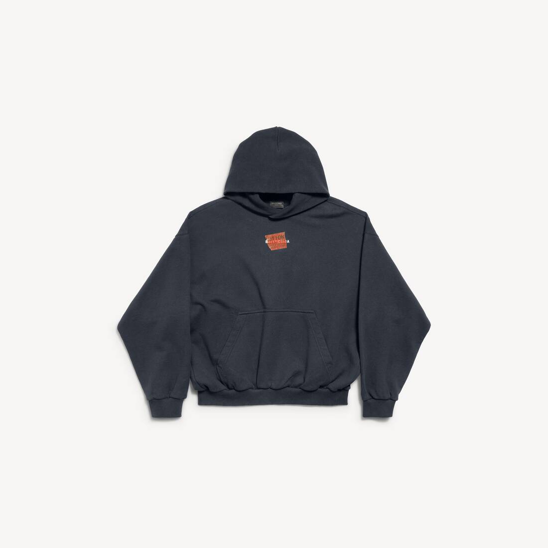 Hoodie trasero con cinta de Balenciaga para hombre, talla media, negro desvanecido