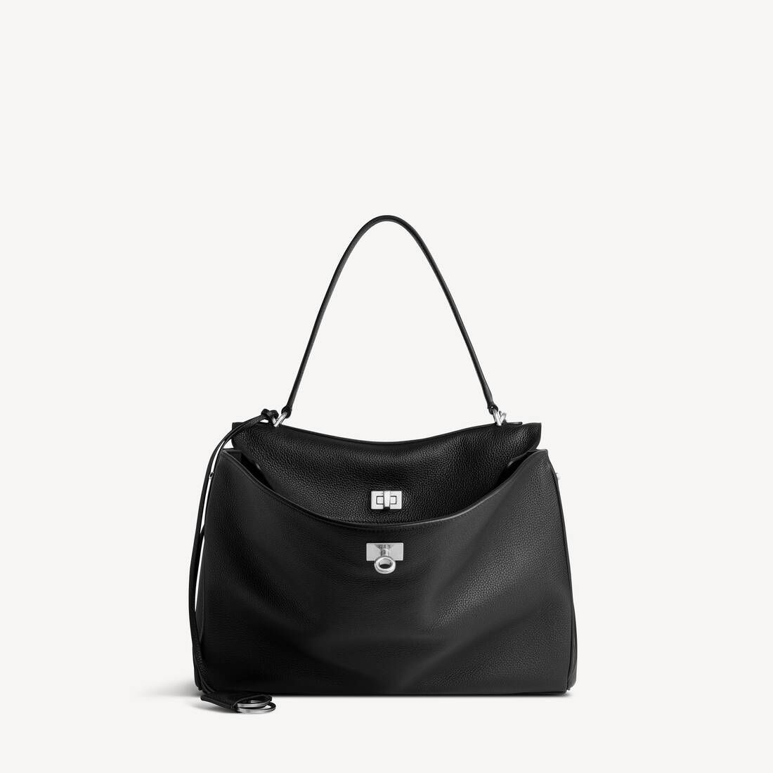 Bolso de Mujer Rodeo Mediano en Cuero de Ternera Gris Oscuro