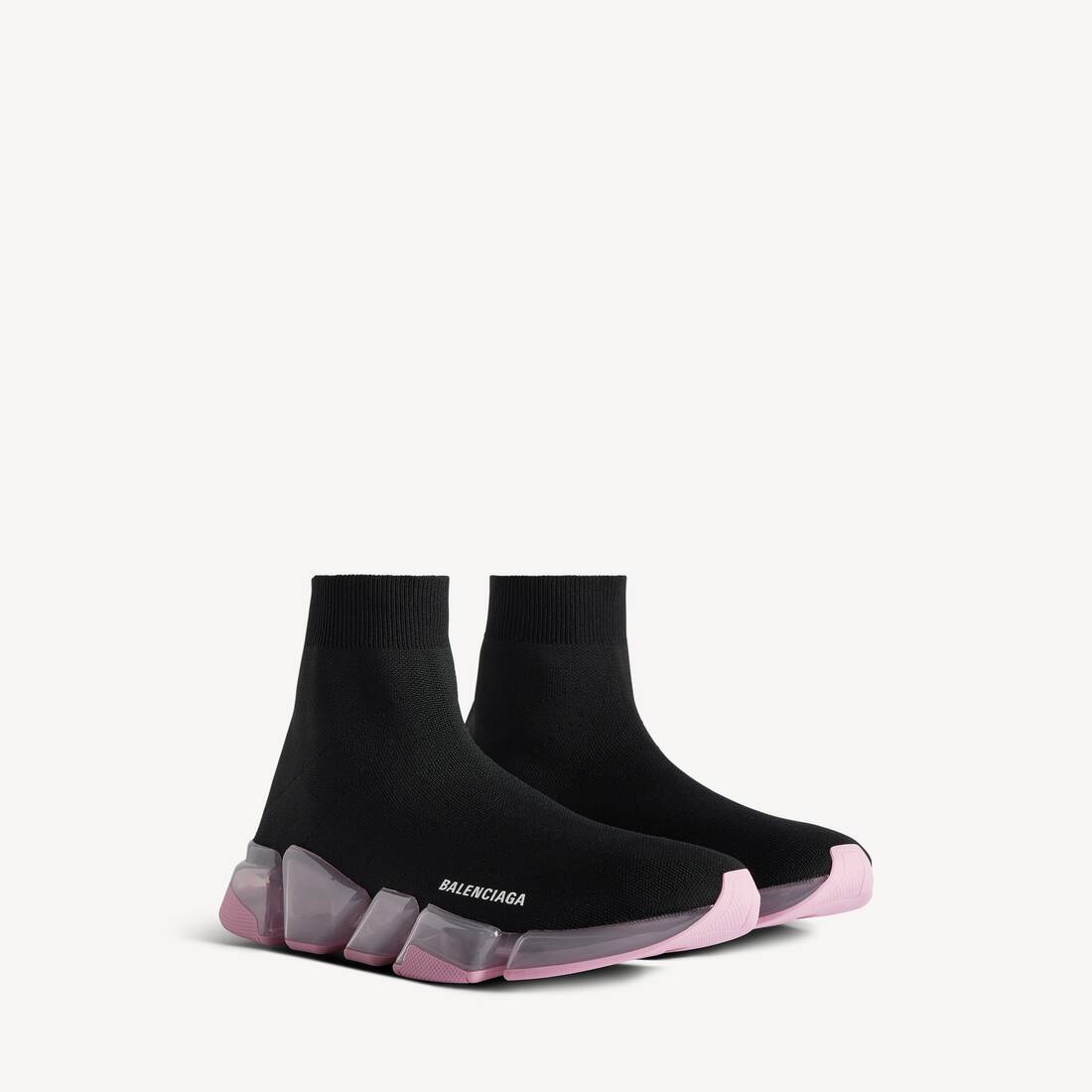 Zapatilla deportiva de punto reciclado con suela completa transparente para mujer Speed 2.0 en negro/rosa