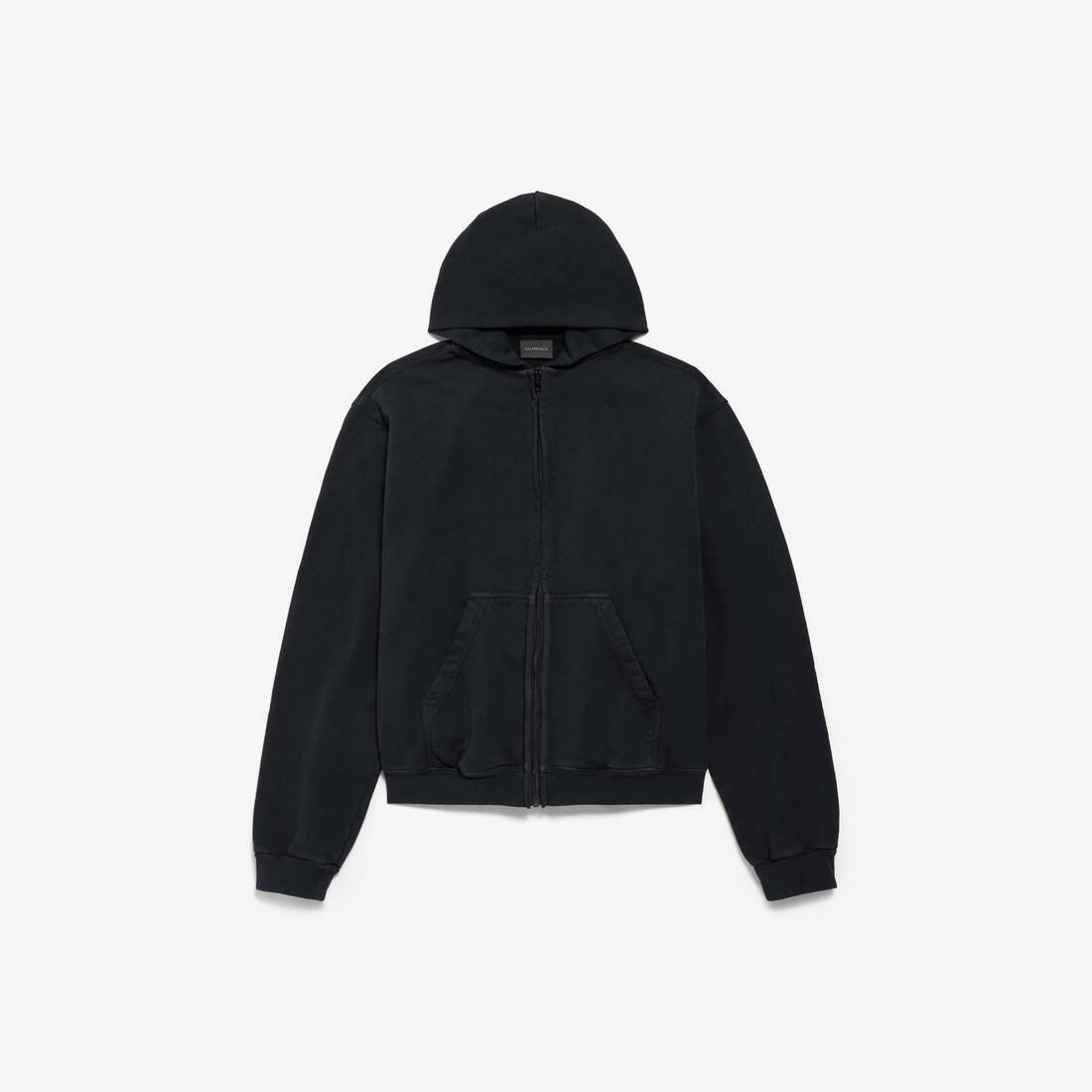 Sudadera con capucha y botones de lazo para mujer, ajuste regular en negro desvanecido