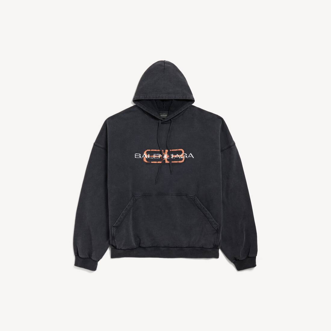 Hoodie para Hombre con Estampado de Icono BB, Talla Grande en Negro Desgastado