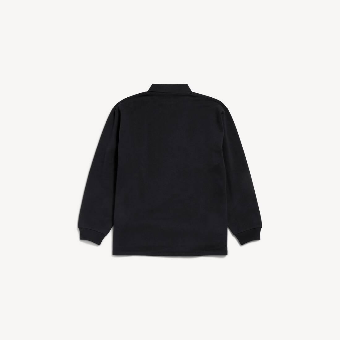 Polo de manga larga oversize clásico para hombre en negro