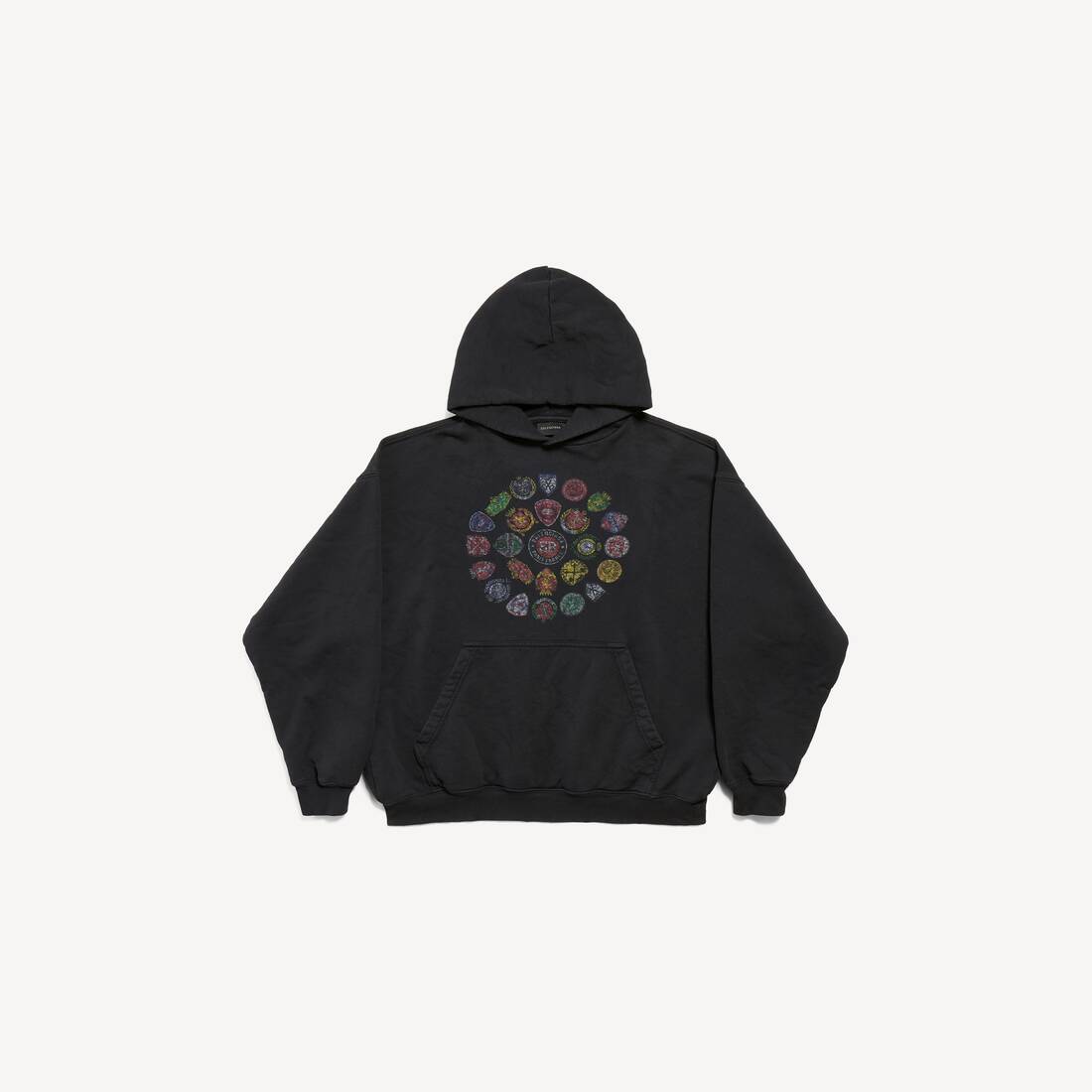 Sudadera con capucha para hombre de estilo espiral, ajuste medio, negro desgastado