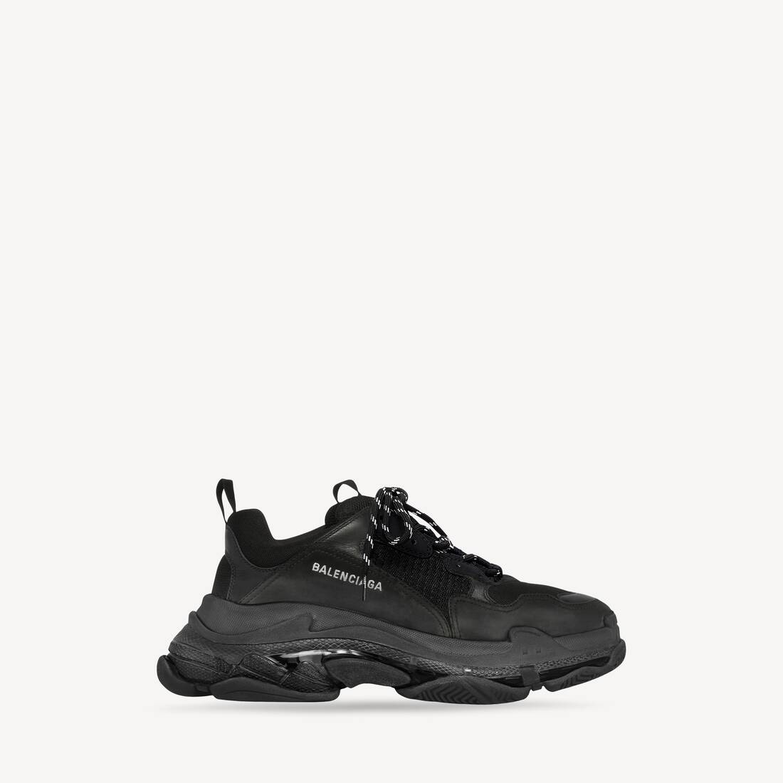 Zapatilla masculina Triple S con suela transparente en negro